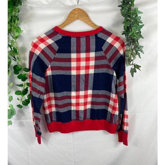 aerie red white & blue plaid sweater - Picture 5 of 5
